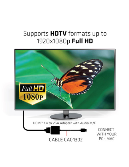 CLUB3D CAC-1302 cavo e adattatore video 0,5 m HDMI tipo A (Standard) VGA (D-Sub) Nero