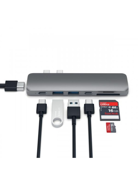 HUB DOCK TYPE C TO HDMI 4K SPACEGRE MULTIPORT 2USB-USBC-SD MB13/15 SATE