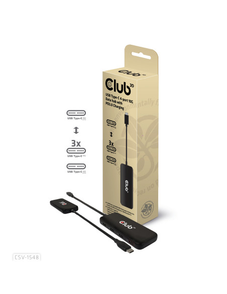 CLUB3D CSV-1548 replicatore di porte e docking station per laptop Cablato USB 3.2 Gen 1 (3.1 Gen 1) Type-C Nero