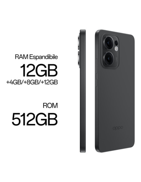 OPPO Reno13 FS 5G AI Smartphone, Tripla fotocamera 50+8+2MP, Selfie 32MP, Display 6.67” 120HZ AMOLED FHD+, 5800mAh, RAM 12GB(E