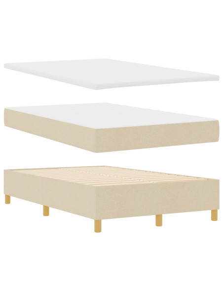 Letto Box Spring Con Materasso Panna Matrimoniale Piccola Tessuto