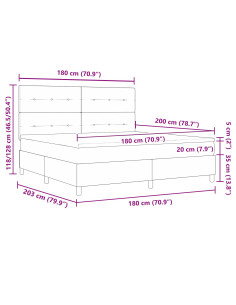 Letto a molle con materasso Blu 180 x 200 cm Tessuto