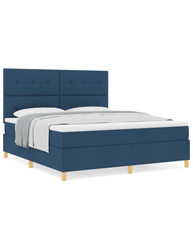Letto a molle con materasso Blu 180 x 200 cm Tessuto