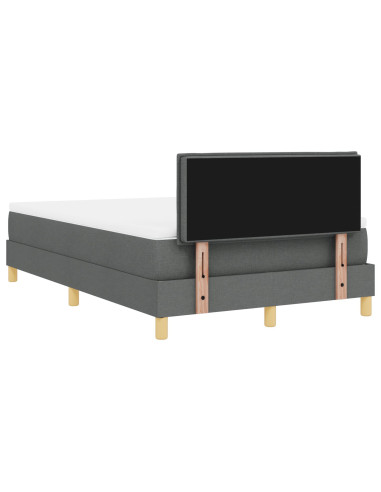 Letto a Sorgente LED con led Grigio scuro 120 x 190 cm Tessuto