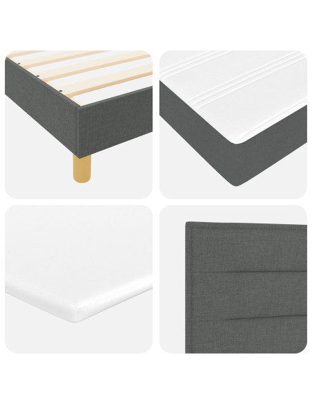 Letto a Sorgente LED con led Grigio scuro 120 x 190 cm Tessuto