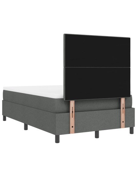 Letto a Mola con Materasso e Luce LED Grigio Scuro 120x190 cm in Tessuto