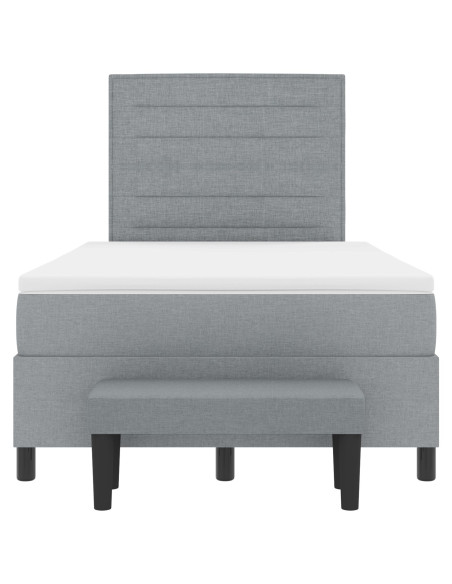 Letto a Box Spring  con Materasso e Panchina Grigio Chiaro 120x190 cm Tessuto
