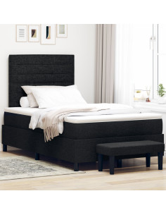 Letto a molle con materasso Nero 120 x 190 cm Tessuto 2