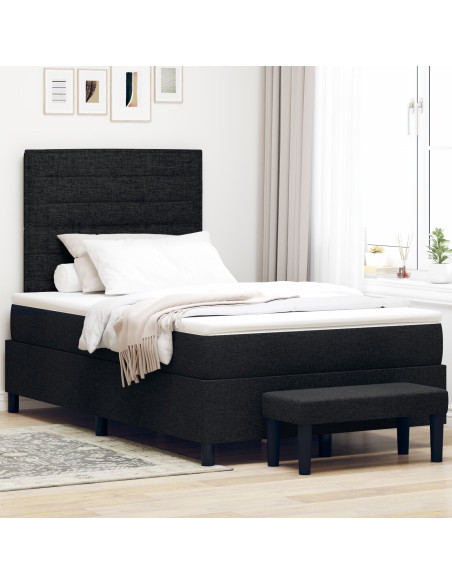 Letto a Rete  con Materasso e Panchina Nero 120x190 cm Tessuto