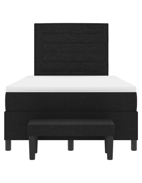 Letto a Rete  con Materasso e Panchina Nero 120x190 cm Tessuto