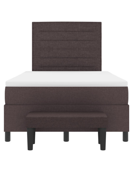 Letto a Box Spring con Materasso e Panchina Marrone Scuro 120x190 cm Tessuto