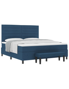 Letto a molle con materasso Blu 180 x 200 cm Tessuto 2