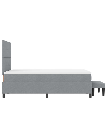 Letto con rete a molle  con materasso e panca grigio chiaro 120x190 cm in tessuto