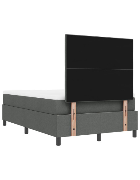 Letto con box spring  con materasso e panchina grigia scura 120x190 cm tessuto