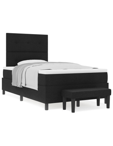 Letto a molle con materasso Nero 120 x 190 cm Tessuto