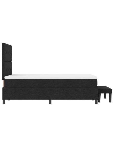 Letto Box Spring  con Materasso e Panchina Nera 120x190 cm Tessuto