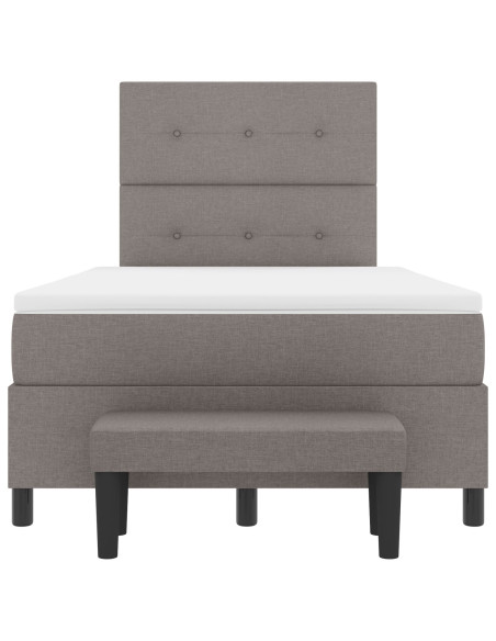 Letto a molle  con materasso e panca taupe 120x190 cm Tessuto