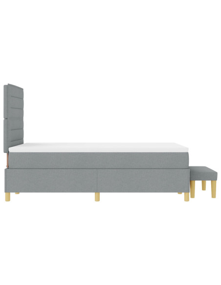Letto a Mola con Materasso e Panchina Grigio Chiaro 120x190 cm Tessuto