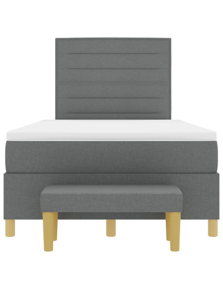 Letto con Box Spring con Materasso e Panchina Grigio Scuro 120x190 cm Tessuto