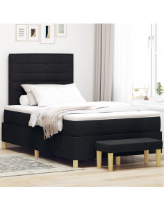 Letto a molle con materasso Nero 120 x 190 cm Tessuto