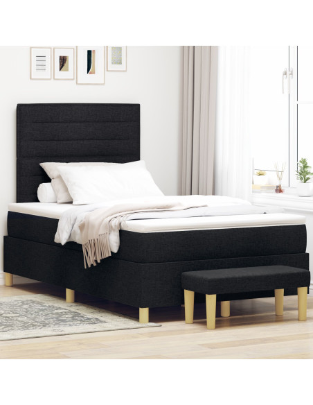 Letto a Molle con Materasso e Panchina Nero 120x190 cm Tessuto