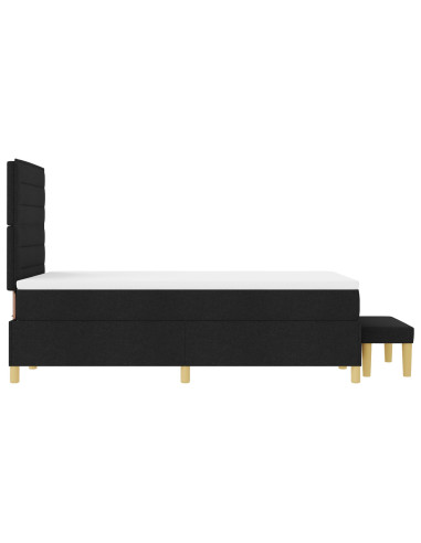 Letto a molle con materasso Nero 120 x 190 cm Tessuto