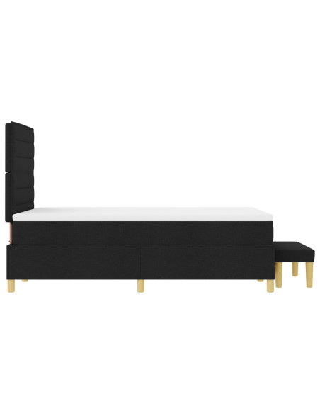 Letto a Molle con Materasso e Panchina Nero 120x190 cm Tessuto