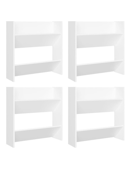 Scarpiere a Muro 4 pz Bianche 60x18x60 cm in Legno Multistrato