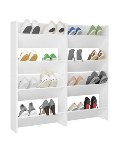 Scarpiere a Muro 4 pz Bianche 60x18x60 cm in Legno Multistrato