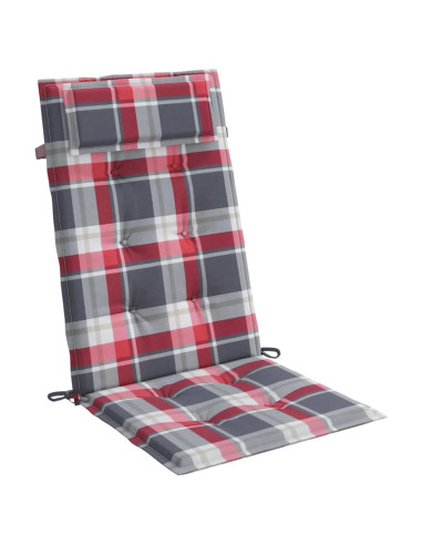 Cuscini Sedia Schienale Alto 6 pz a Quadri Rosso Tessuto Oxford