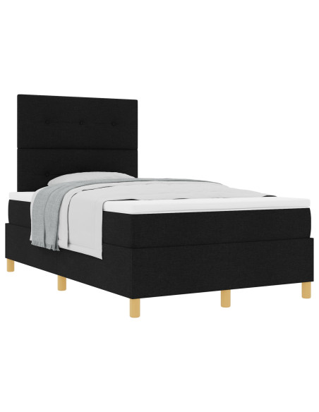 Letto Box Spring e Materasso Nero Matrimoniale Piccolo in Tessuto