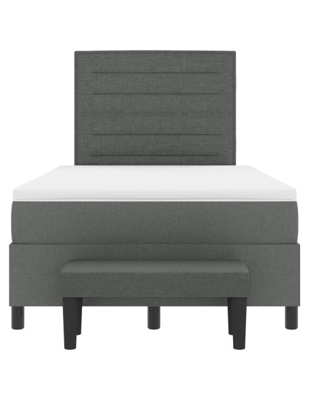 Letto a Molle  con Materasso e Panca Grigio Scuro 120x190 cm Tessuto