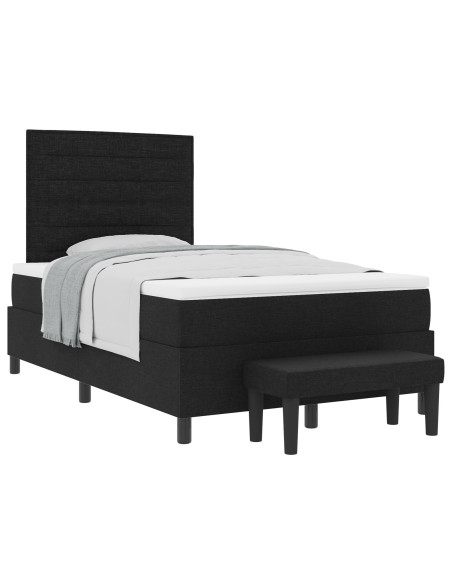 Letto a Rete  con Materasso e Panchina Nero 120x190 cm Tessuto