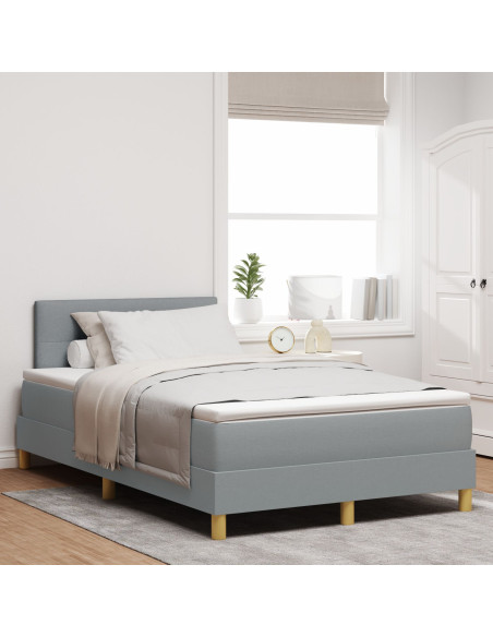 Letto a Molle con Materasso Grigio Chiaro 120x190 cm Tessuto