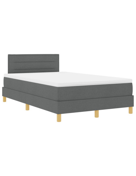 Letto con Box Spring e Materasso Grigio Scuro 120x190 cm in Tessuto