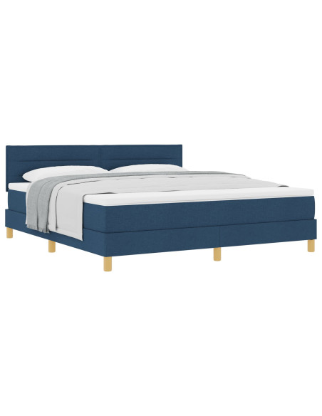 Letto Box Spring  con Materasso Blu 180x200 cm Tessuto