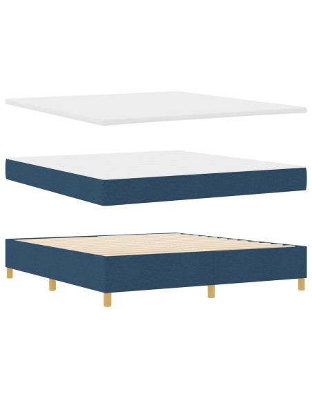 Letto con Box Spring e Materasso & Panca Blu 180x200 cm Tessuto