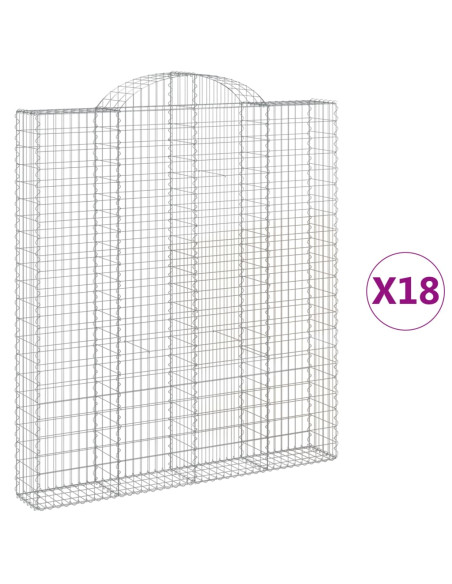 Cesti Gabbioni ad Arco 18 pz 200x30x220/240 cm Ferro Zincato