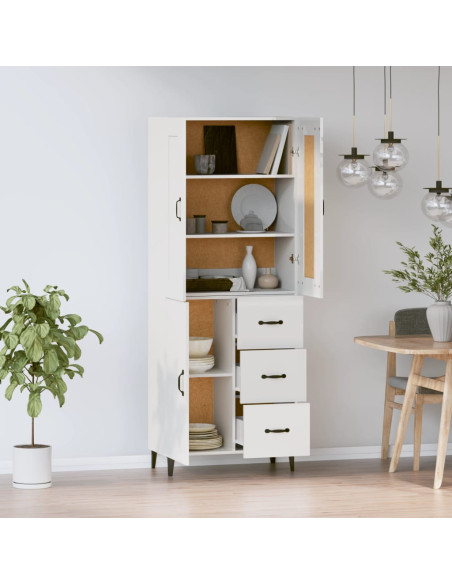 Credenza Bianco Lucido in Legno Multistrato