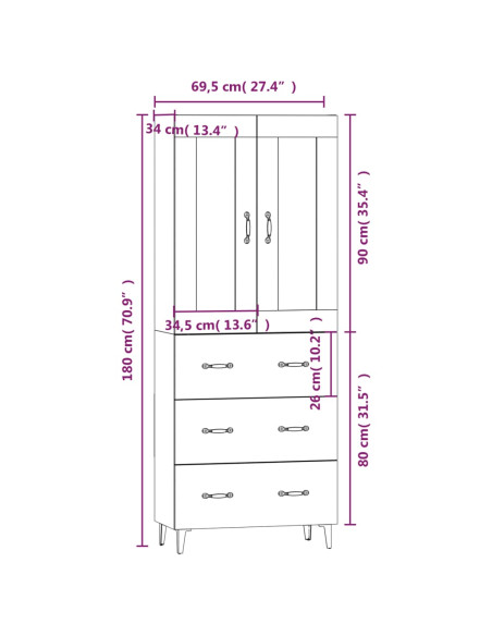 Credenza Nera in Legno Multistrato