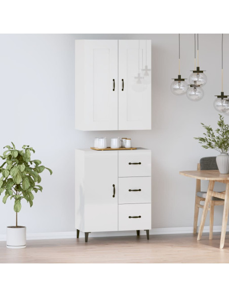 Credenza Bianco Lucido in Legno Multistrato