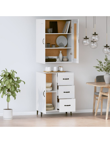 Credenza Bianco Lucido in Legno Multistrato