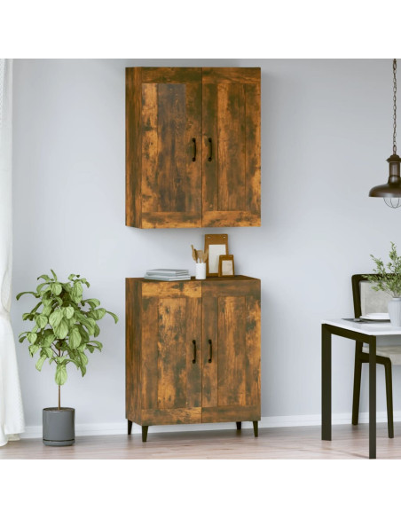 Credenza Rovere Fumo  69,5x34x180 cm in Legno Multistrato