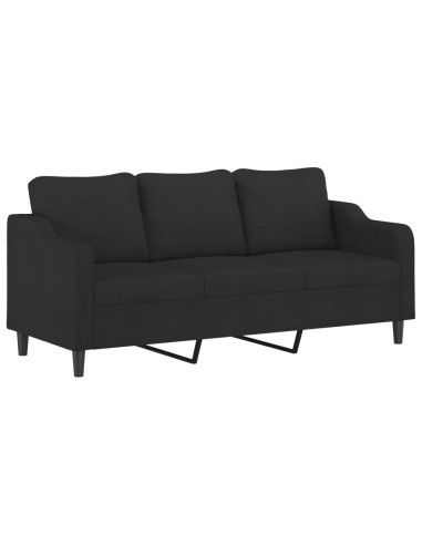 Set di Divani 4 pz con Cuscini Nero in Tessuto