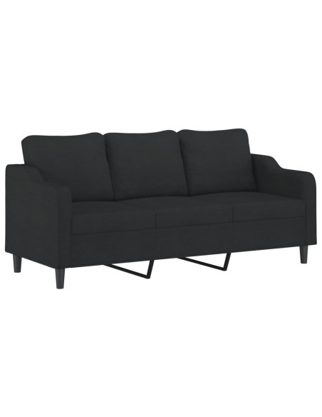 Set di Divani 4 pz con Cuscini Nero in Tessuto