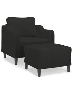 Poltrona con Poggiapiedi Nero 60 cm in Tessuto