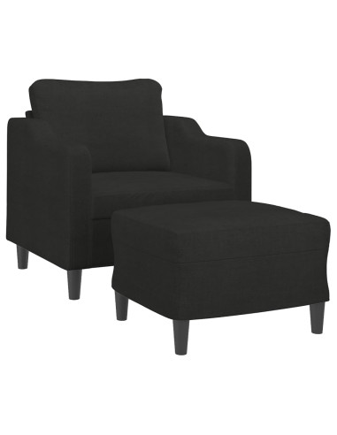 Poltrona con Poggiapiedi Nero 60 cm in Tessuto