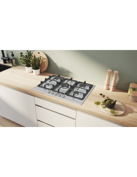 Bosch Serie 4 PGQ7B5K90 , Piano cottura a gas, 75 cm, Acciaio inox