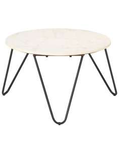 Tavolino da Caffè Bianco 65x65x42 cm Pietra Vera Testura Marmo