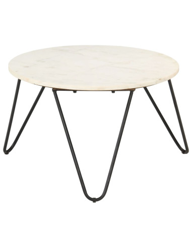 Tavolino da Caffè Bianco 65x65x42 cm Pietra Vera Testura Marmo